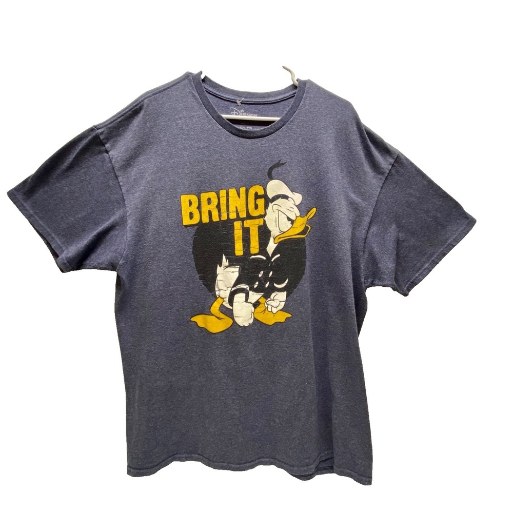 Disney Donald Duck T-Shirt Men's 2XL Heather Navy "Bring It" Short Sleeve Tee